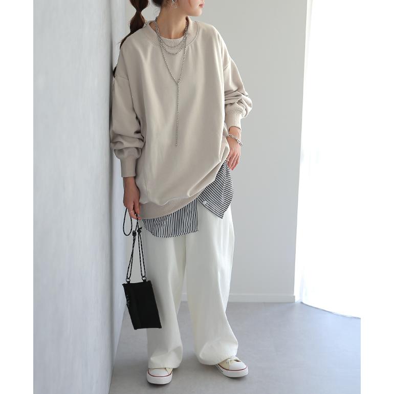 トップス レディース トレーナー  無地 スウェット スエット オーバーサイズ プルオーバー 長袖 | HUG.U | 13