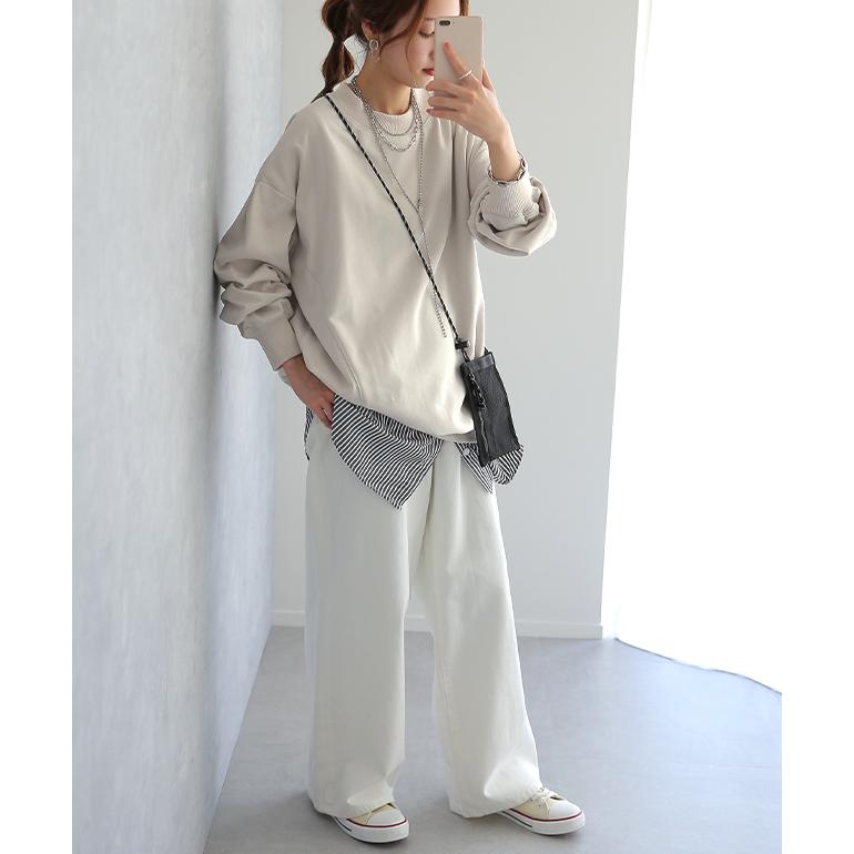 トップス レディース トレーナー  無地 スウェット スエット オーバーサイズ プルオーバー 長袖 | HUG.U | 20