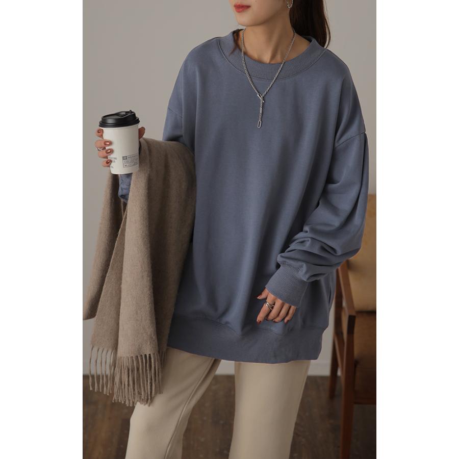 トップス レディース トレーナー  無地 スウェット スエット オーバーサイズ プルオーバー 長袖 | HUG.U | 21