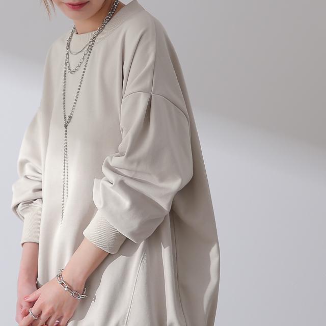 トップス レディース トレーナー  無地 スウェット スエット オーバーサイズ プルオーバー 長袖 | HUG.U | 23