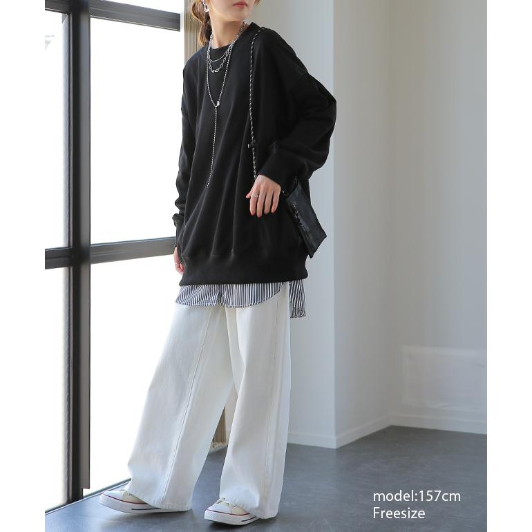 トップス レディース トレーナー  無地 スウェット スエット オーバーサイズ プルオーバー 長袖 | HUG.U | 07