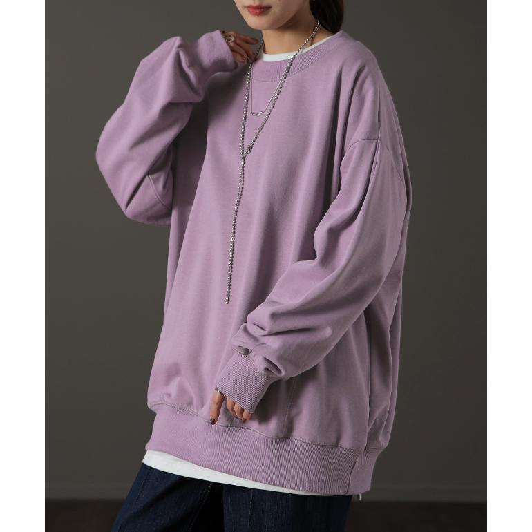 トップス レディース トレーナー  無地 スウェット スエット オーバーサイズ プルオーバー 長袖 | HUG.U | 08