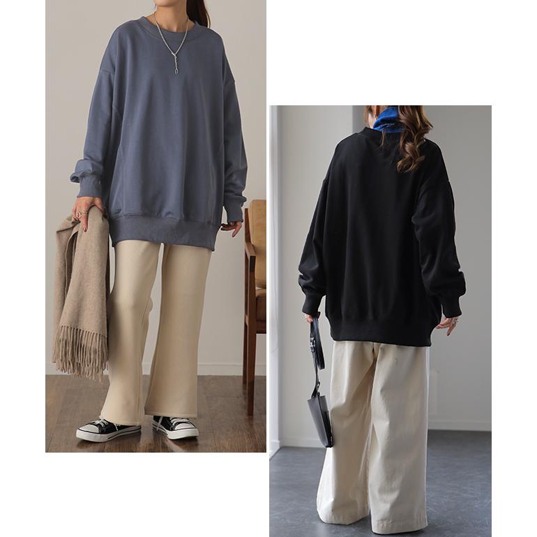 トップス レディース トレーナー  無地 スウェット スエット オーバーサイズ プルオーバー 長袖 | HUG.U | 11