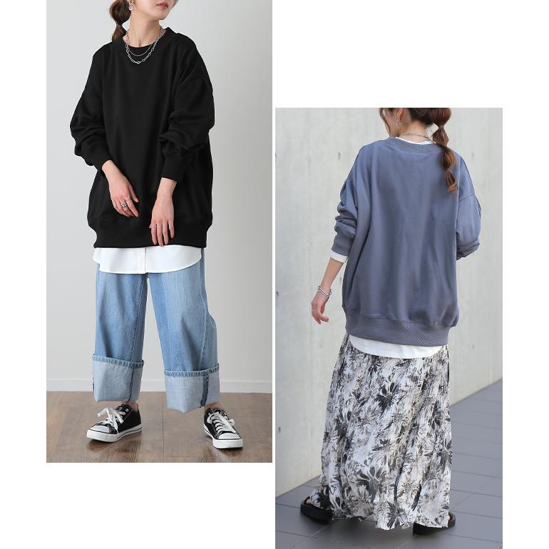 トップス レディース トレーナー  無地 スウェット スエット オーバーサイズ プルオーバー 長袖 | HUG.U | 11