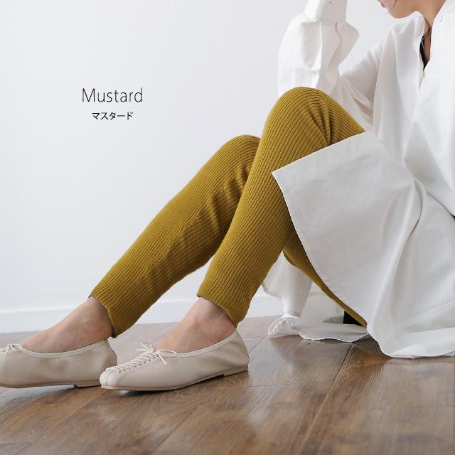 ニットレギンス レディース 綿 10分丈 インナー リブニット スパッツ 防寒 ニットパンツ 無地 | HUG.U | 18