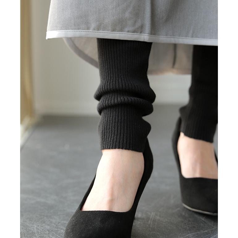 ニットレギンス レディース 綿 10分丈 インナー リブニット スパッツ 防寒 ニットパンツ 無地 | HUG.U | 20