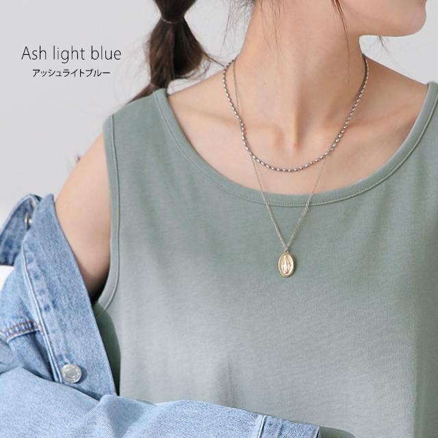 タンクトップ レディース 綿100% 透けにくい トップス ノースリーブ 厚手 Uネック レイヤード | HUG.U | 22