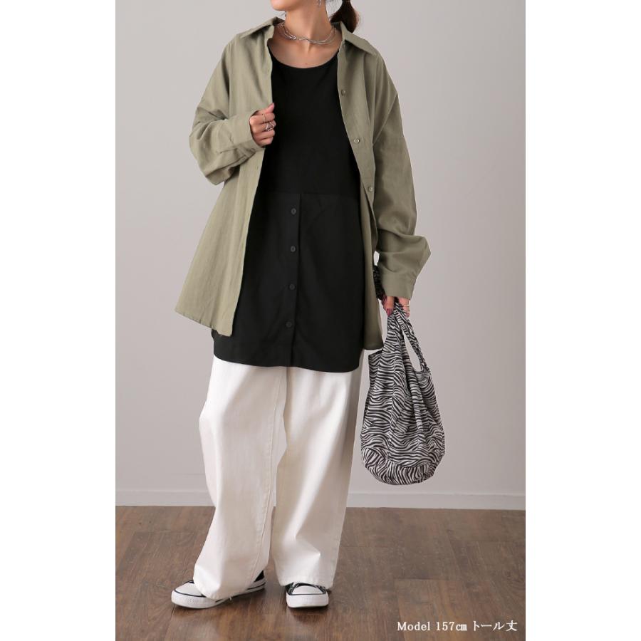 タンクトップ レディース シャツ レイヤード トップス ストライプ 付け裾 お尻が隠れる | HUG.U | 23