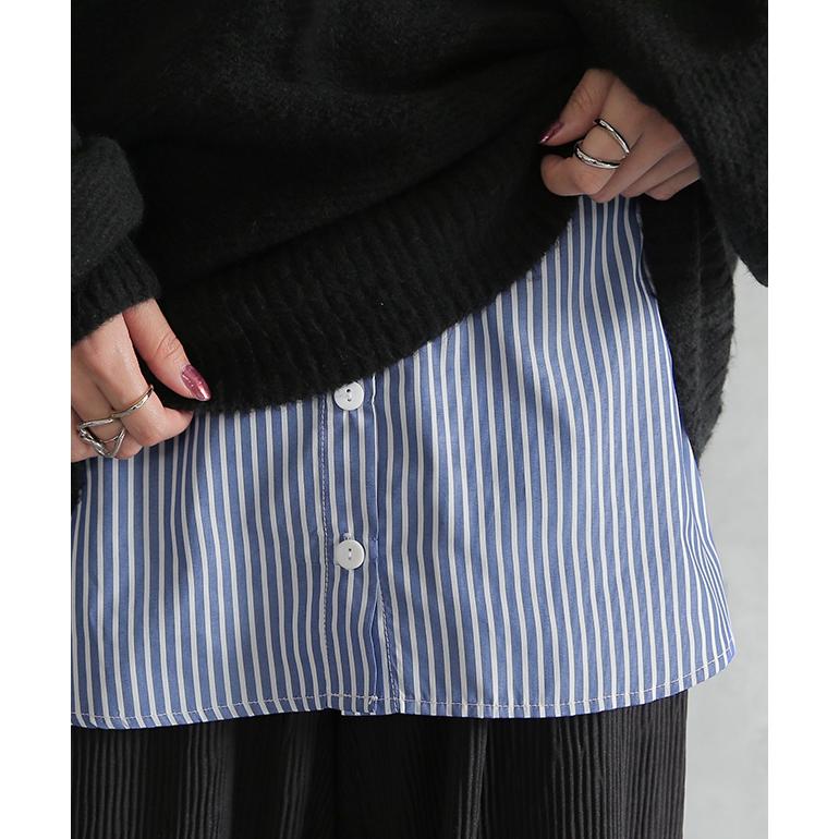 タンクトップ レディース シャツ レイヤード トップス ストライプ 付け裾 お尻が隠れる | HUG.U | 08