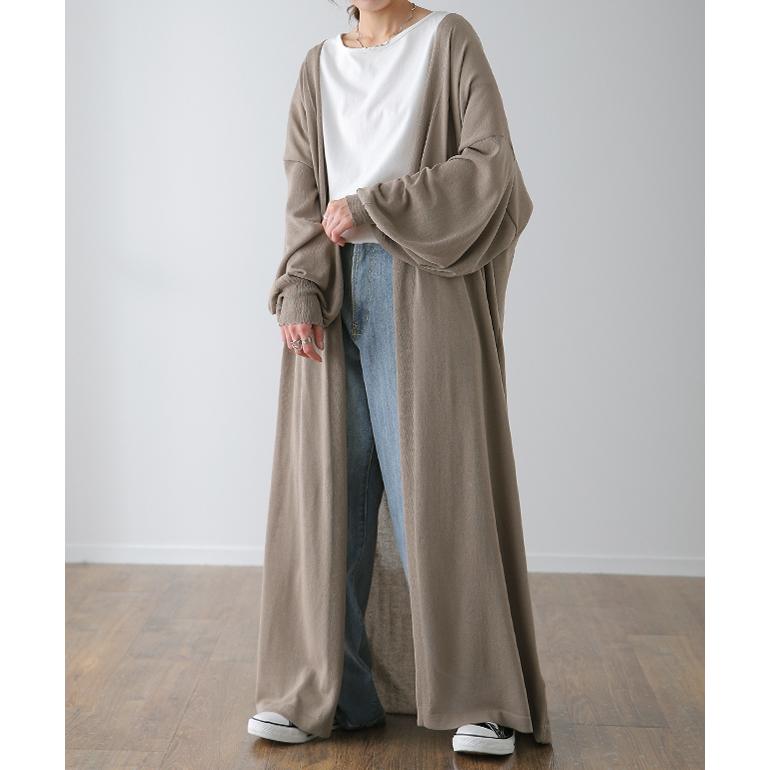 カーディガン ロング ニット 薄手 シアー ぽわん袖 アウター 長袖 ロングカーディガン きれいめ | HUG.U | 10