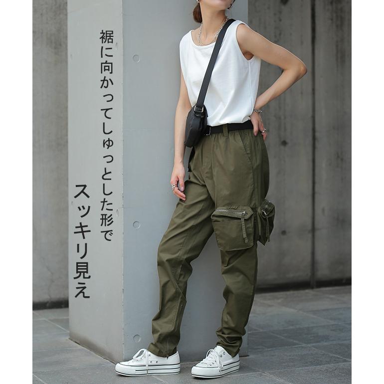 パンツ レディース 綿 カーゴパンツ ボトムス チノパン ポケット スキニー カーゴ ズボン ミリタリー | HUG.U | 19