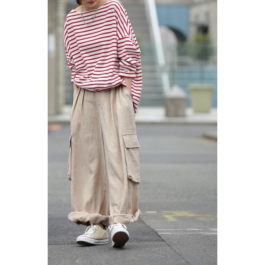 パンツ レディース ワイドパンツ リネン 麻 ナチュラル ゆったり リネンパンツ ワイド ボトムス ロング ズボン | HUG.U | 10