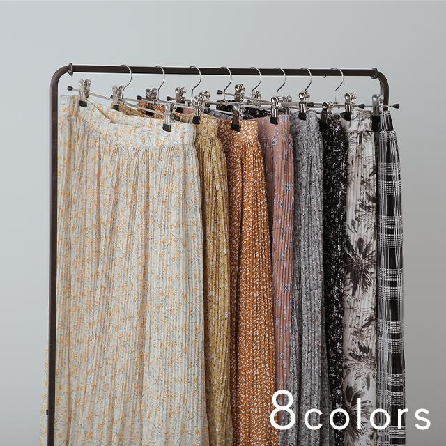 スカート ロング シフォン プリーツ レディ―ス ボトムス プリーツスカート ゴム チェック Aライン 花柄 | HUG.U | 16