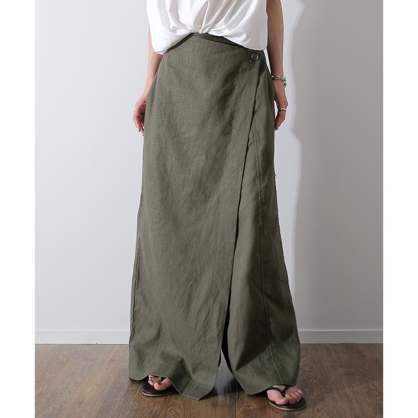 パンツ レディース ワイドパンツ ラップパンツ ボトムス 巻きスカート スカート ナチュラルの画像