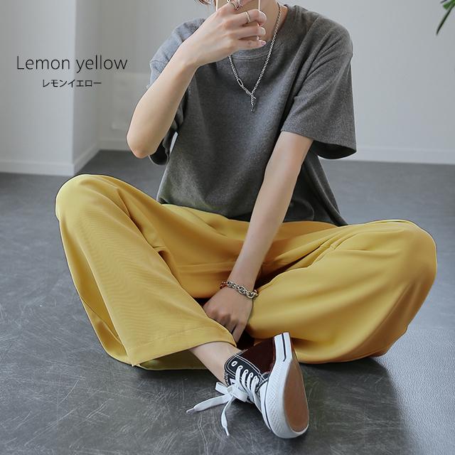 パンツ レディース ワイドパンツ スラックス ワイド ロング カラーパンツ ゴム きれいめ ボトムス | HUG.U | 19