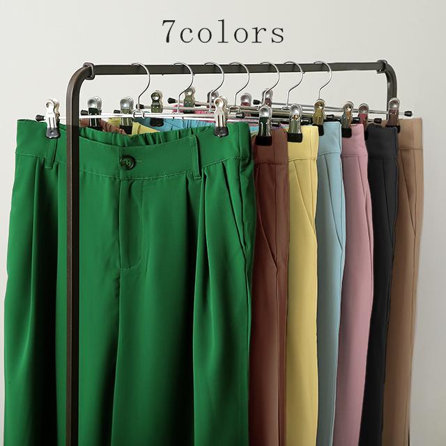 パンツ レディース ワイドパンツ スラックス ワイド ロング カラーパンツ ゴム きれいめ ボトムス | HUG.U | 15