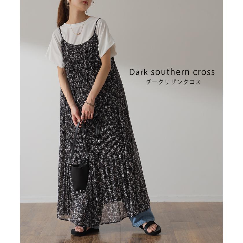 ワンピース  ロング 花柄 シフォン レディース キャミワンピ 透け ロングワンピース 小花柄  マキシ プリーツ レイヤード | HUG.U | 15