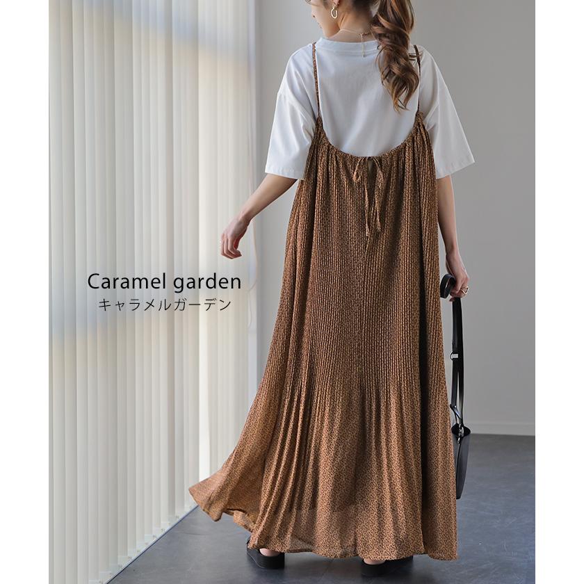 ワンピース  ロング 花柄 シフォン レディース キャミワンピ 透け ロングワンピース 小花柄  マキシ プリーツ レイヤード | HUG.U | 17