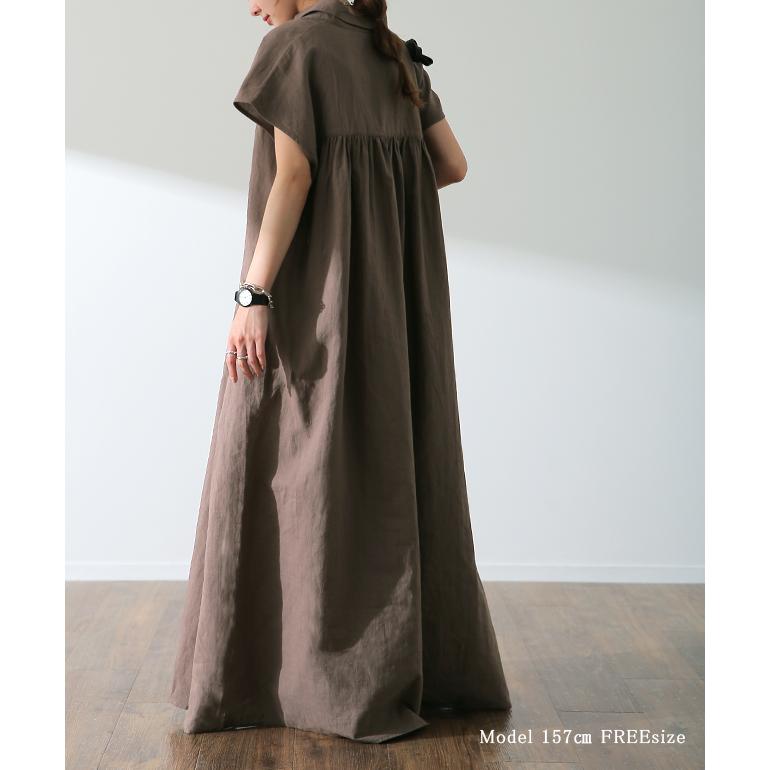 HUG.U（ハグユー） SALE ワンピース ロング 綿 麻 シャツワンピース