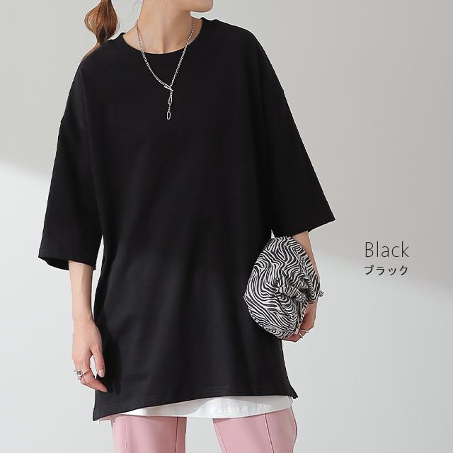 Tシャツ レディース トップス 綿100% 厚手 半袖 オーバーサイズ ゆったり 二の腕カバー お尻が隠れる コットン｜hellowstation｜17