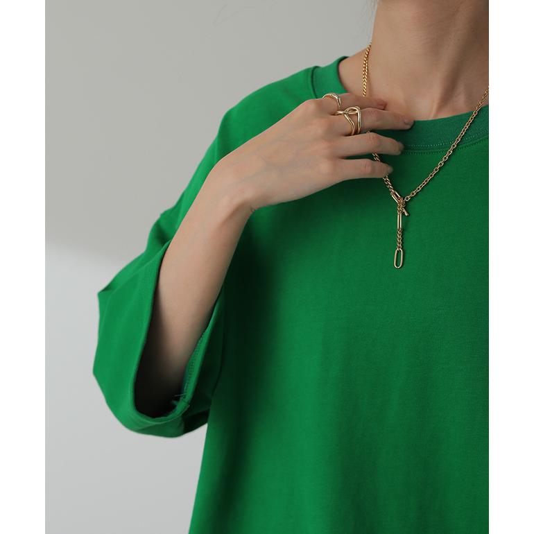 Tシャツ レディース トップス 綿100% 厚手 半袖 オーバーサイズ ゆったり 二の腕カバー お尻が隠れる コットン | HUG.U | 19