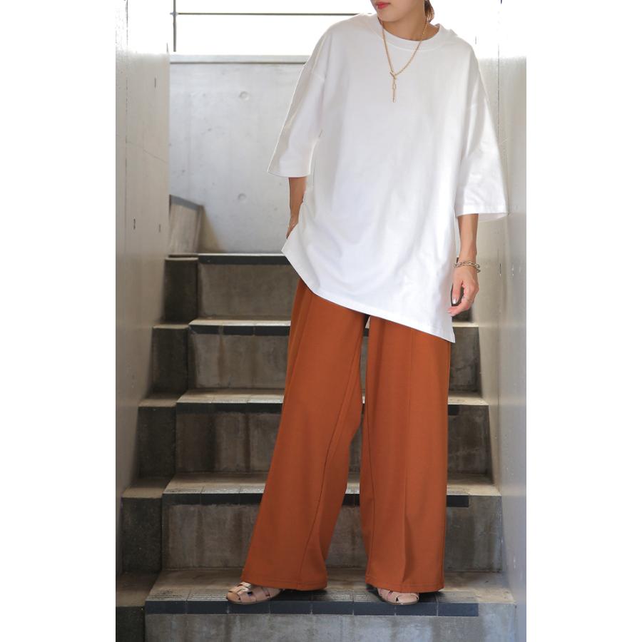 Tシャツ レディース トップス 綿100% 厚手 半袖 オーバーサイズ ゆったり 二の腕カバー お尻が隠れる コットン | HUG.U | 25