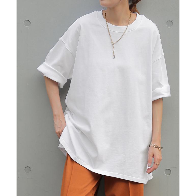 Tシャツ レディース トップス 綿100% 厚手 半袖 オーバーサイズ ゆったり 二の腕カバー お尻が隠れる コットン｜hellowstation｜12