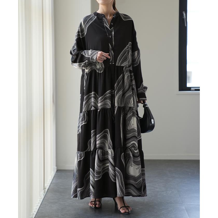 HUG.U ワンピース レディース ロング ロングワンピース アート