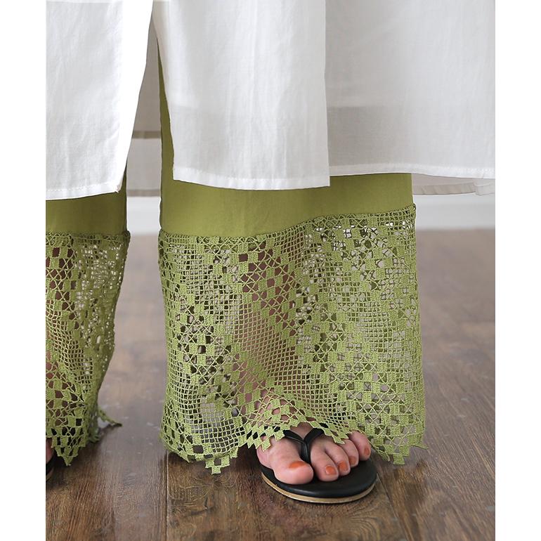 ペチパンツ 綿100% コットン パンツ ペチコート インナー レイヤード 重ね着 差し色 クロシェ レディース ボトムス | HUG.U | 23