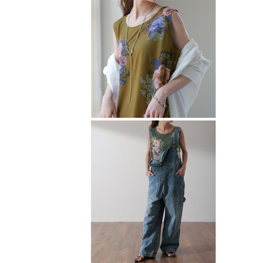 45R未使用花柄ノースリーブチュニック サイズ0 HUG.U タンクトップ レディース トップス 花柄 ノースリーブ