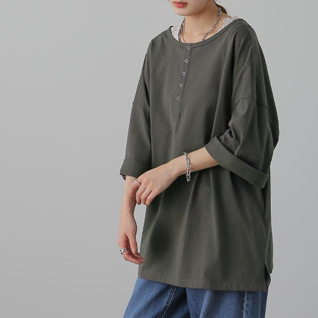 トップス レディース Tシャツ 2way カットソー 大きいサイズ 無地 レイヤード オーバーサイズ 半袖 | HUG.U | 17