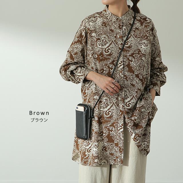 HUG.U シャツ レディース トップス ペイズリー柄 スリット