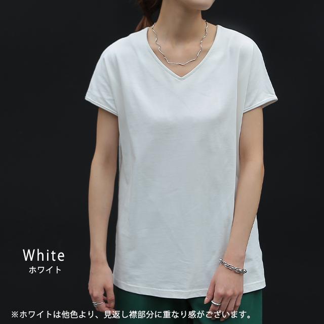 Tシャツ レディース トップス フレンチ Vネック カットソー フレンチスリーブ 半袖 無地 | HUG.U | 14