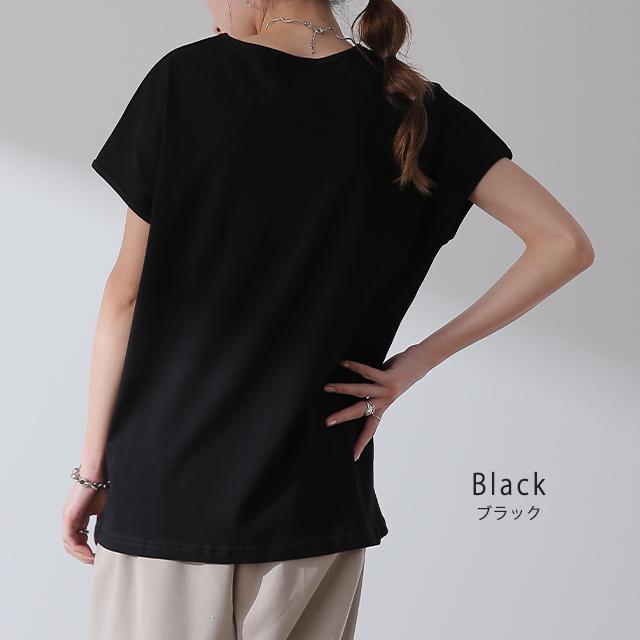 Tシャツ レディース トップス フレンチ Vネック カットソー フレンチスリーブ 半袖 無地 | HUG.U | 15