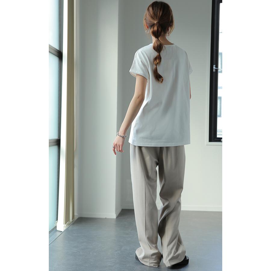 Tシャツ レディース トップス フレンチ Vネック カットソー フレンチスリーブ 半袖 無地 | HUG.U | 17