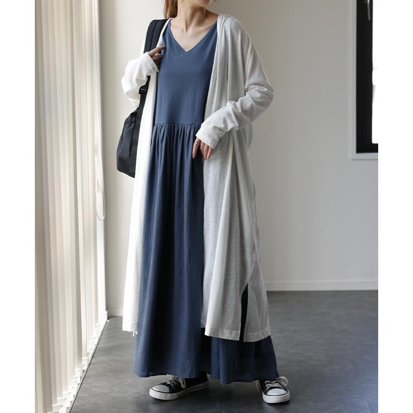 ワンピース 綿100% ロング ペチコート ペチワンピ レイヤード 重ね着 インナー 無地 コットン ノースリーブ | HUG.U | 15
