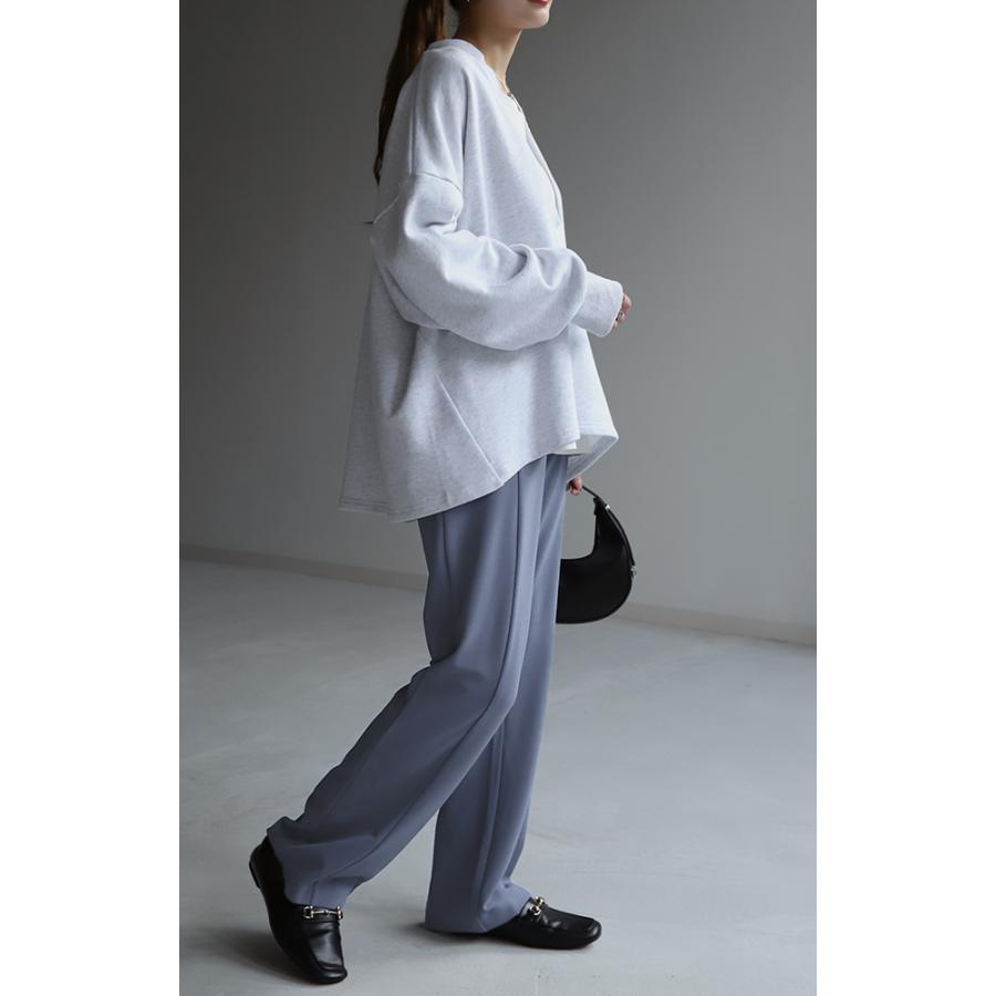 パンツ レディース ワイドパンツ ロング フレアパンツ センターライン ゴム ボトムス ハイウエスト きれいめ カラーパンツ | HUG.U | 17