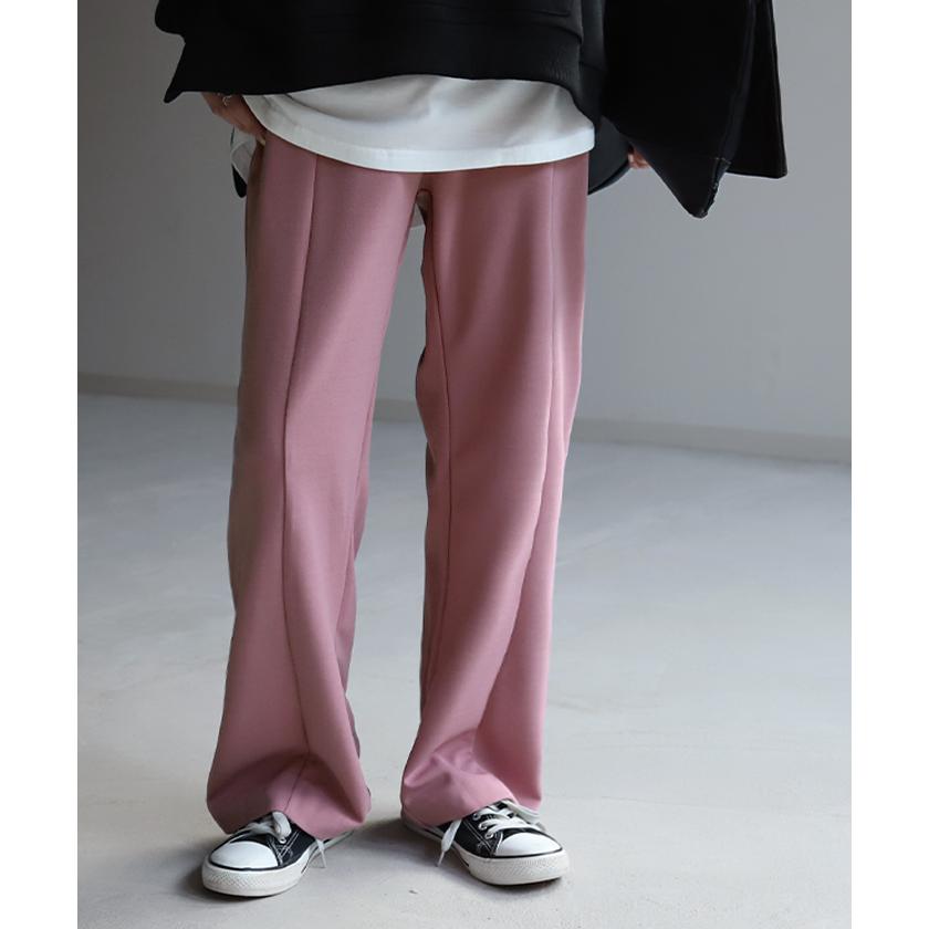 パンツ レディース ワイドパンツ ロング フレアパンツ センターライン ゴム ボトムス ハイウエスト きれいめ カラーパンツ | HUG.U | 13