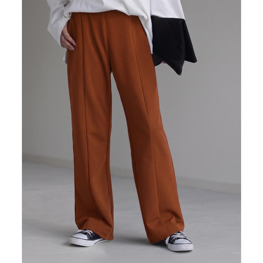 パンツ レディース ワイドパンツ ロング フレアパンツ センターライン ゴム ボトムス ハイウエスト きれいめ カラーパンツ | HUG.U | 15