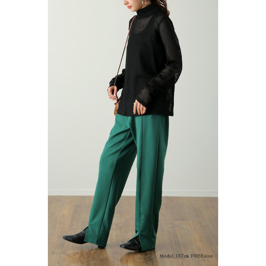 トップス レディース メッシュ メッシュニット レイヤード 透かし編みニット ハイネック インナー 長袖 透け タートル | HUG.U | 05