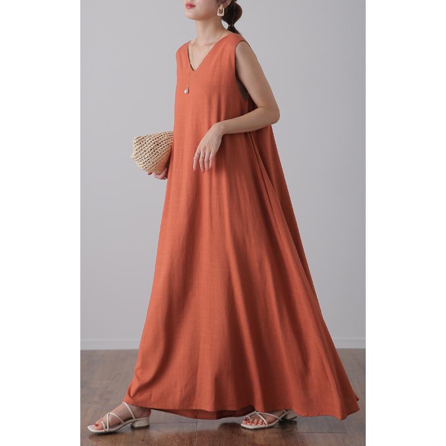 ワンピース レディース 麻 綿 ワンピ マキシ ロング ロングワンピース ノースリーブ リネン ナチュラル | HUG.U | 07