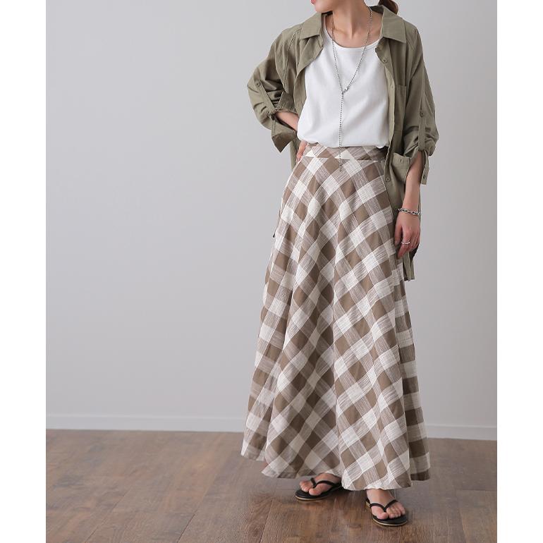 スカート ブロックチェック ロングスカート フレア Aライン ボトムス チェック 柄 | HUG.U | 15