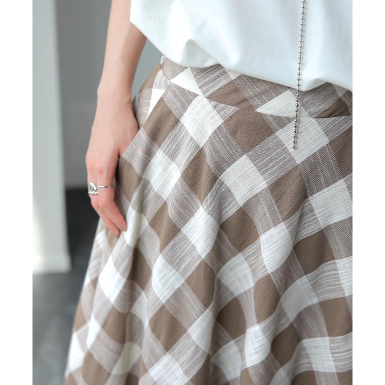 スカート ブロックチェック ロングスカート フレア Aライン ボトムス チェック 柄 | HUG.U | 20