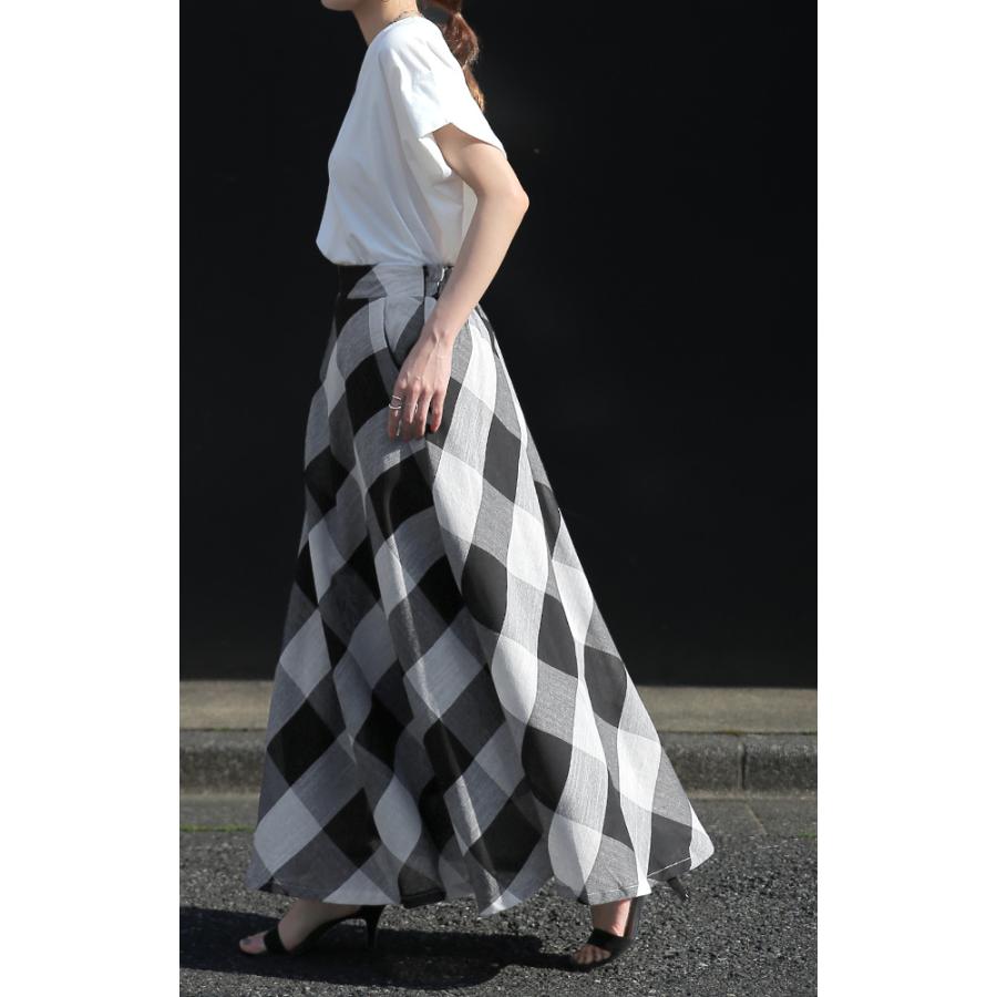 HUG.U（ハグユー） スカート ブロックチェック ロングスカート フレア