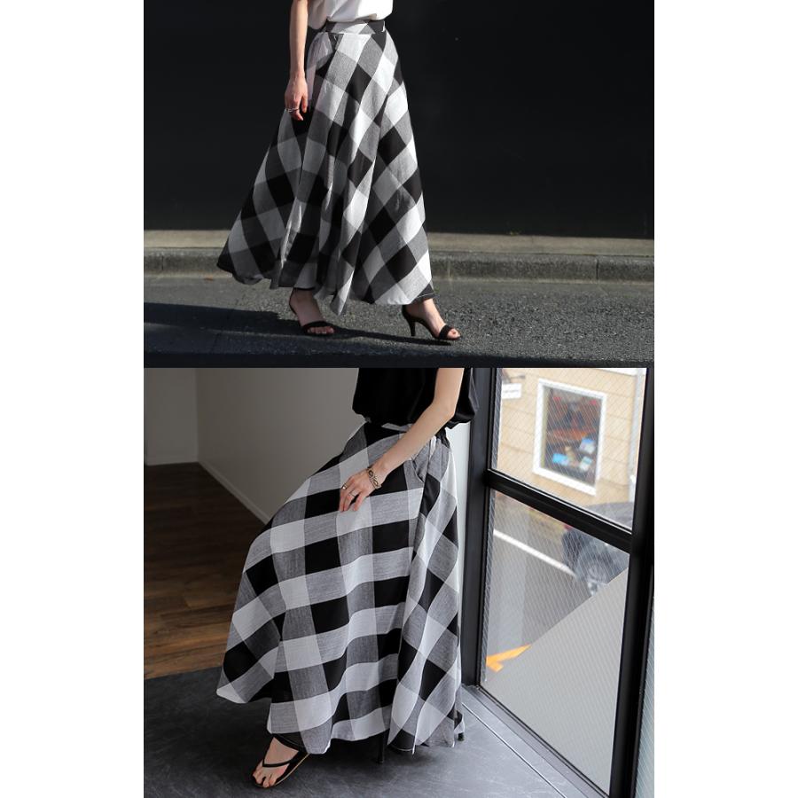 HUG.U（ハグユー） スカート ブロックチェック ロングスカート フレア