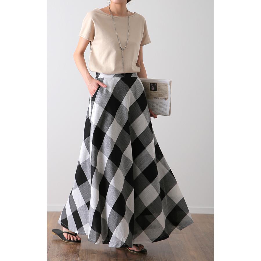HUG.U（ハグユー） スカート ブロックチェック ロングスカート フレア  