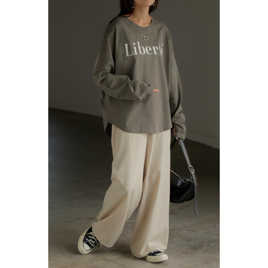 Tシャツ レディース トップス ロゴT 半袖 ドルマン 二の腕カバーきれいめ シンプル 大人 オーバーサイズ | HUG.U | 18