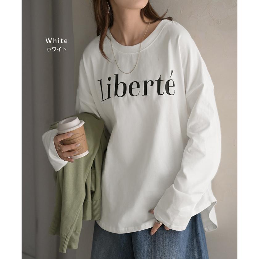 Tシャツ レディース トップス ロゴT 半袖 ドルマン 二の腕カバーきれいめ シンプル 大人 オーバーサイズ | HUG.U | 19