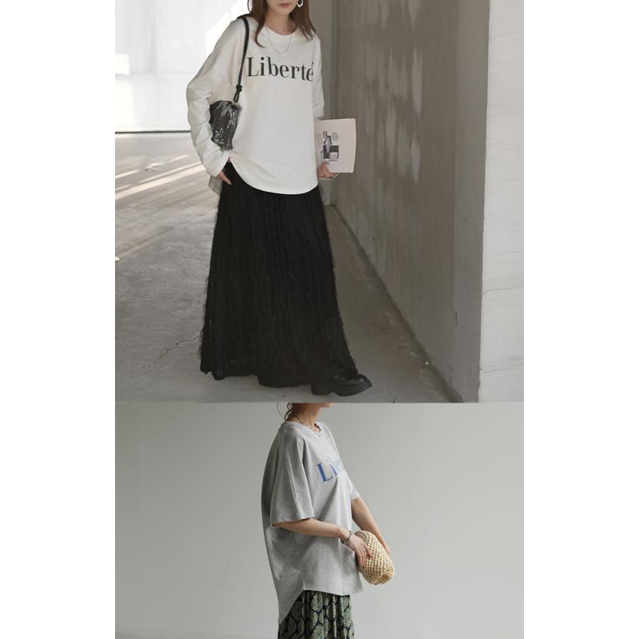 Tシャツ レディース トップス ロゴT 半袖 ドルマン 二の腕カバーきれいめ シンプル 大人 オーバーサイズ | HUG.U | 26