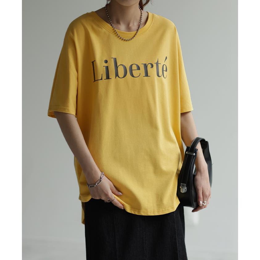 Tシャツ レディース トップス ロゴT 半袖 ドルマン 二の腕カバーきれいめ シンプル 大人 オーバーサイズ | HUG.U | 27